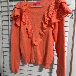 Lilly Pulitzer Orange Sweater with Feminine Ruffles